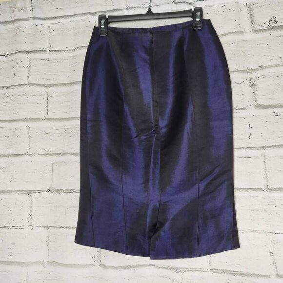 Nina Ricci Women's Black Purple Silk Wool Blend Back Zipper Pencil Skirt 38 XS 2 - Picture 5 of 12